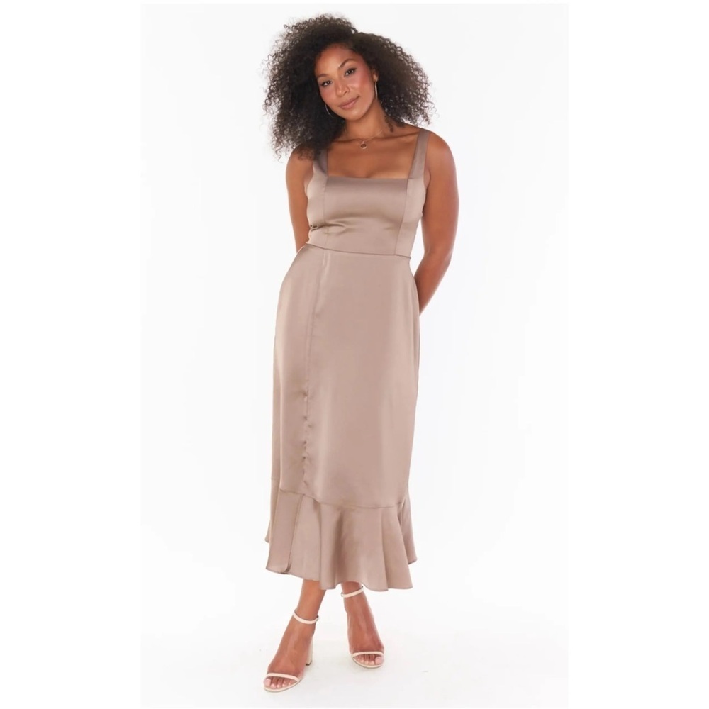 Show Me Your MuMu Satin Tan Midi Dress plus size 3x